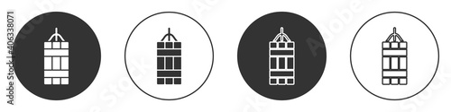 Black Detonate dynamite bomb stick icon isolated on white background. Time bomb - explosion danger concept. Circle button. Vector.