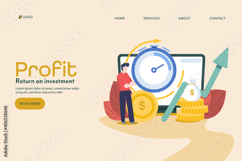 Profit on investment, business people increasing financial capital, money making over time, Long term investment and profit plan. Savings and wealth.