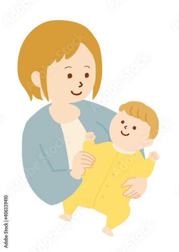 赤ちゃんと女性のイラスト