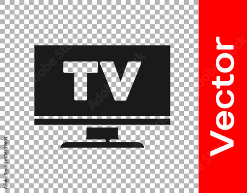 Black Smart Tv icon isolated on transparent background. Television sign. Vector.