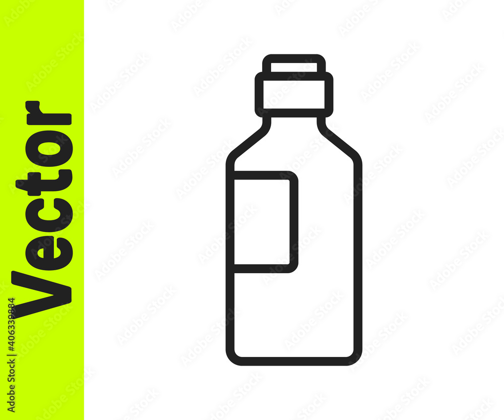 Black line Bottle of water icon isolated on white background. Soda aqua drink sign. Vector Illustration. Black line Bottle of water icon isolated on white background. Soda aqua drink sign. Vector Illustration.