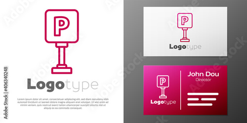 Logotype line Parking icon isolated on white background. Street road sign. Logo design template element. Vector Illustration.