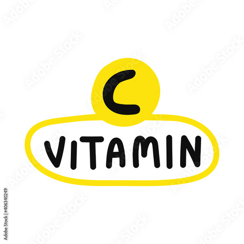 Vitamin C. Hand drawn vector badge on white background.
