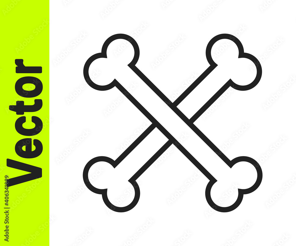 Black line Crossed human bones icon isolated on white background. Vector. Black line Crossed human bones icon isolated on white background. Vector.