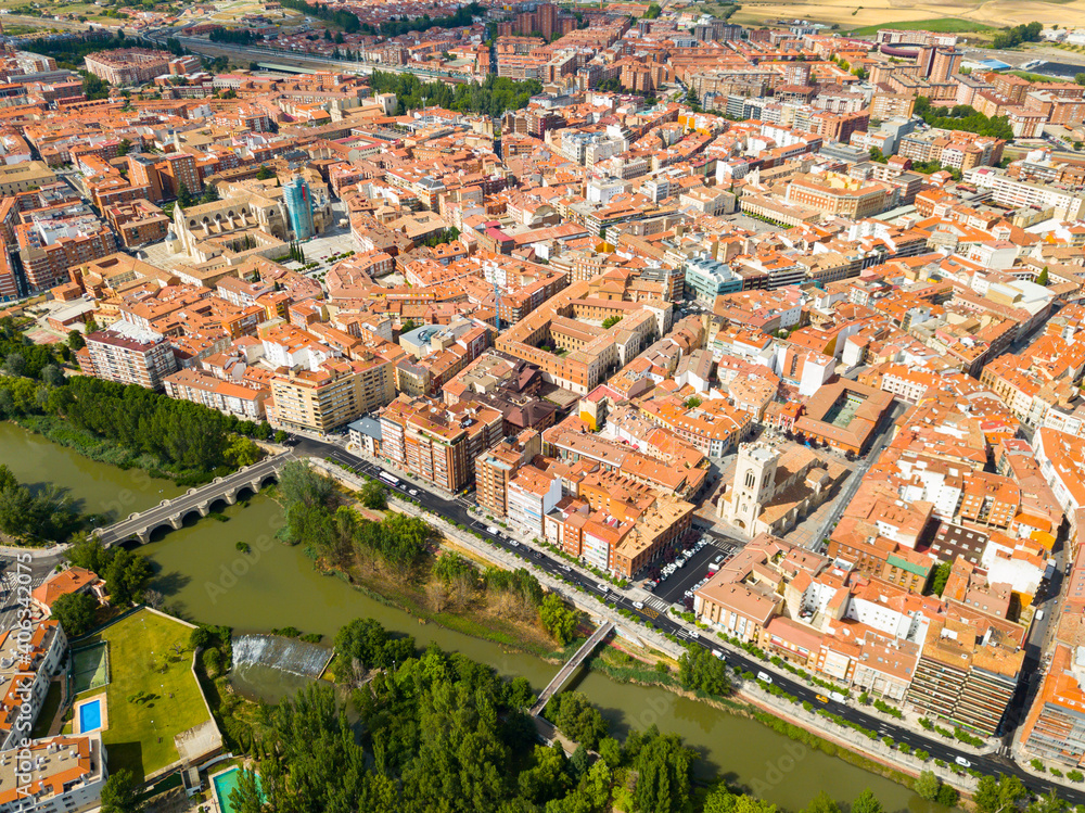 Aerial view on the city Palencia. Spain