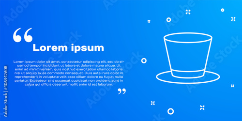 White line Cylinder hat icon isolated on blue background. Vector.
