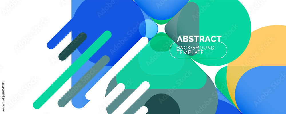 Flat geometric round shapes and dynamic lines, abstract background. Vector illustration for placards, brochures, posters and banners Flat geometric round shapes and dynamic lines, abstract background. Vector illustration for placards, brochures, posters and banners