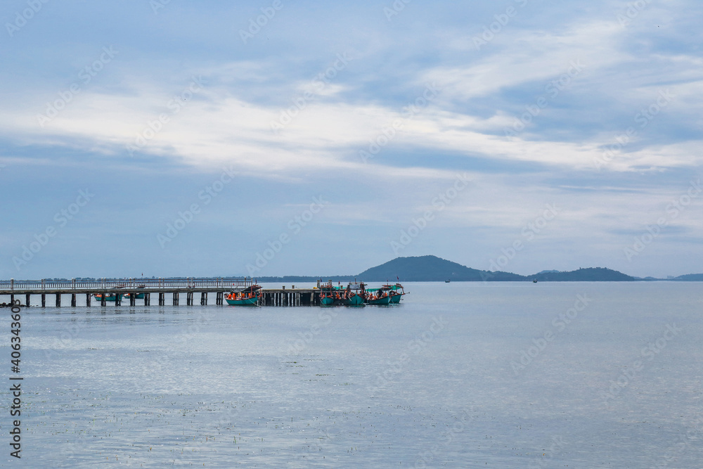 Island port bridge at Kep Cambodia