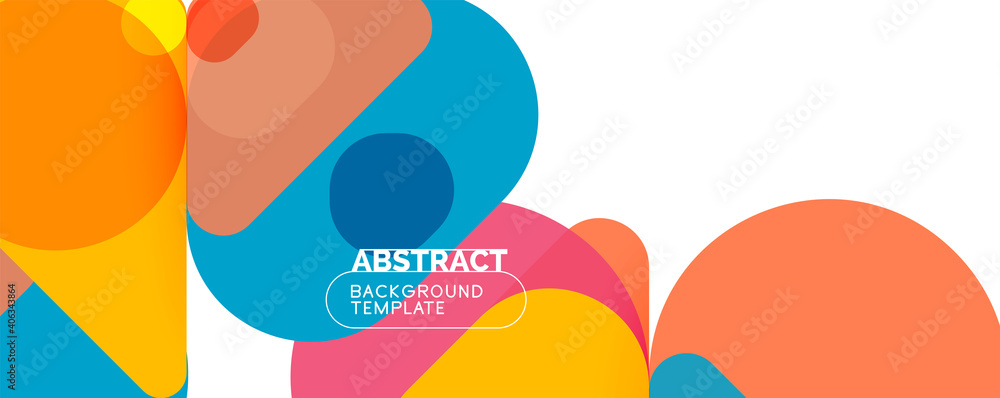 Flat geometric round shapes and dynamic lines, abstract background. Vector illustration for placards, brochures, posters and banners Flat geometric round shapes and dynamic lines, abstract background. Vector illustration for placards, brochures, posters and banners