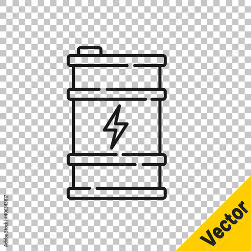Black line Bio fuel barrel icon isolated on transparent background. Eco bio and canister. Green environment and recycle. Vector.