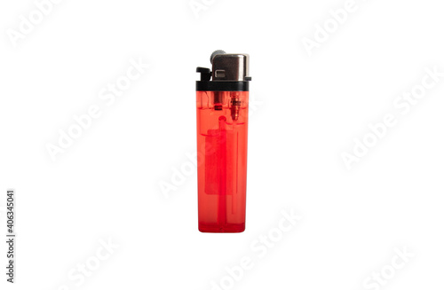 Принти на полотні cheap red plastic gas disposable cigarette lighter on wooden surface closeup iso