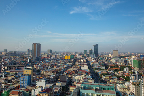 Phnom penh cambodia overview Daytime from Sky bar in the middle of city