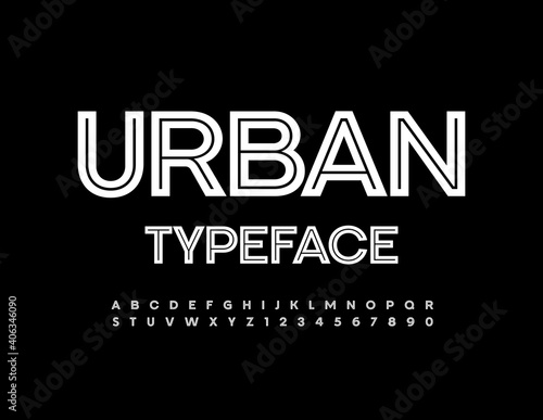 Vector Urban Typeface. White creative Alphabet Letters and Numbers set. Trendy simple Font