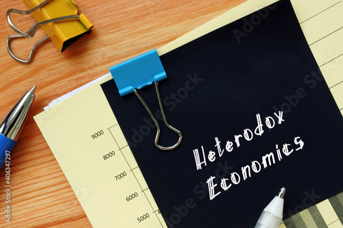  Financial concept meaning Heterodox Economics with inscription on the sheet.