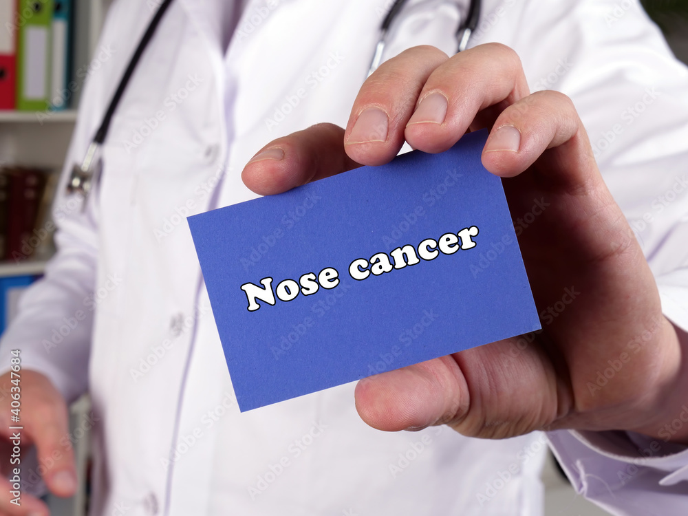 Health care concept meaning Nose cancer with sign on the piece of paper. Health care concept meaning Nose cancer with sign on the piece of paper.