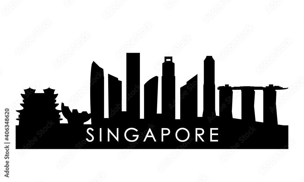 Singapore skyline silhouette. Black Singapore city design isolated on white background.