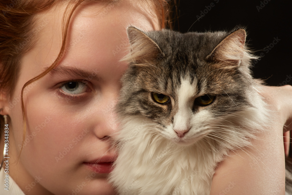 woman with cat