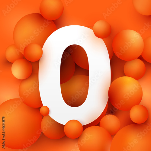 illustration the number 0 on 3d ball orange. Vector illustrate.
