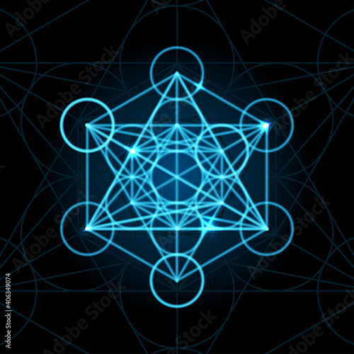 Hexagon blue outline shine background