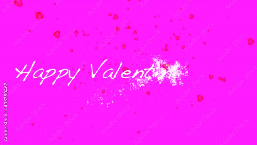 Abstract white text Happy Valentines Day and red hearts floating on pink background. Valentine's Day Seamless loop Background Abstract white text Happy Valentines Day and red hearts floating on pink background. Valentine's Day Seamless loop Background