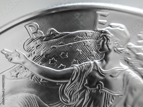 Wall Mural Macro of a silver bullion coin