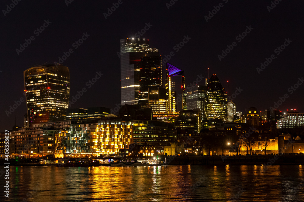 A night view of the City of London