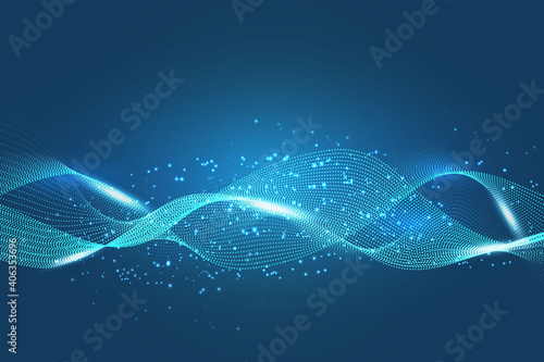 Line wave and dots geometric texture abstract background with copy space for text or message web design