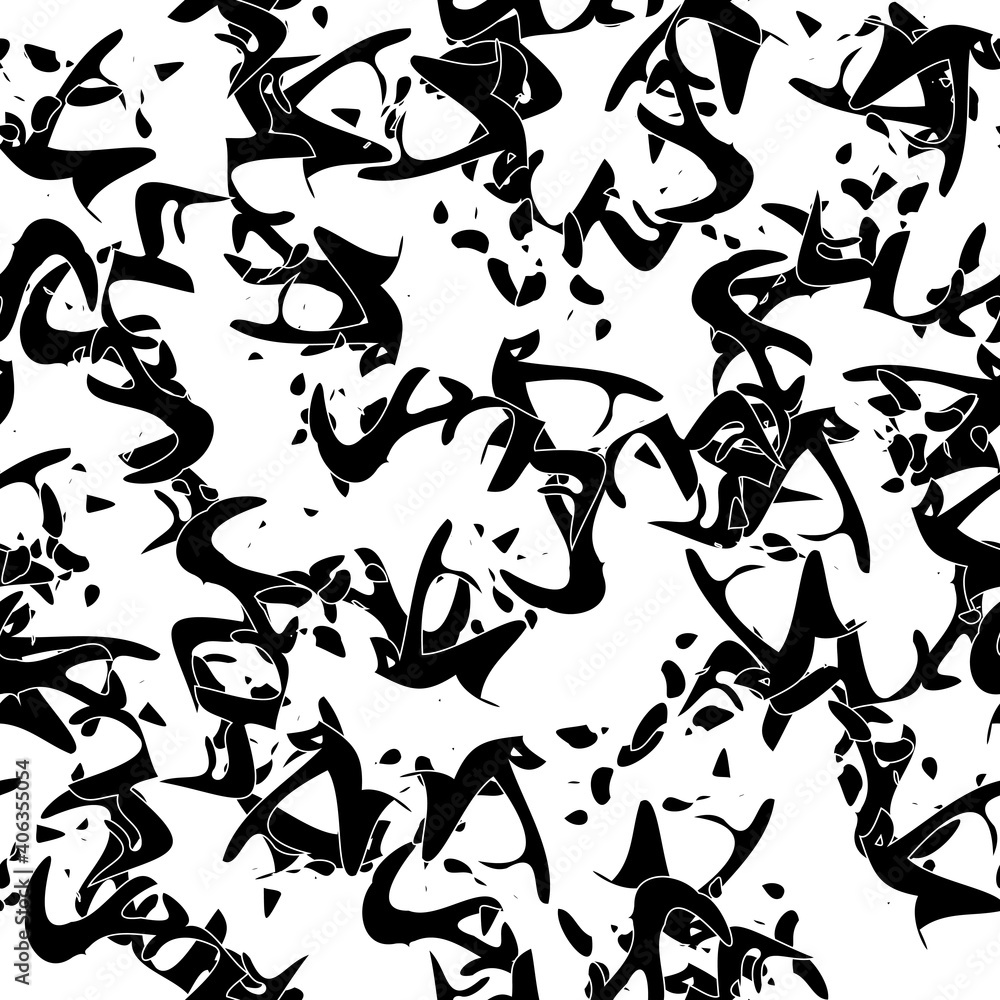Seamless monochrome pattern of abstract elements Seamless monochrome pattern of abstract elements