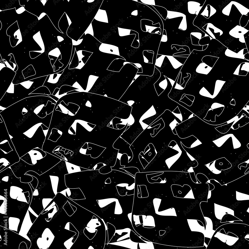 Obraz premium Seamless black and white abstract pattern. Grunge background monochrome repeating