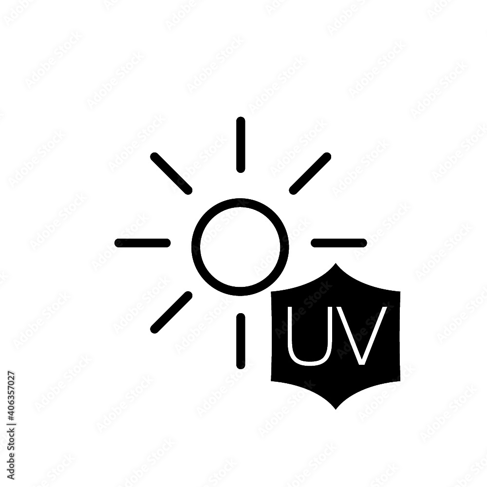 UV protection icon isolated on white background. Sun and shield sign UV protection icon isolated on white background. Sun and shield sign