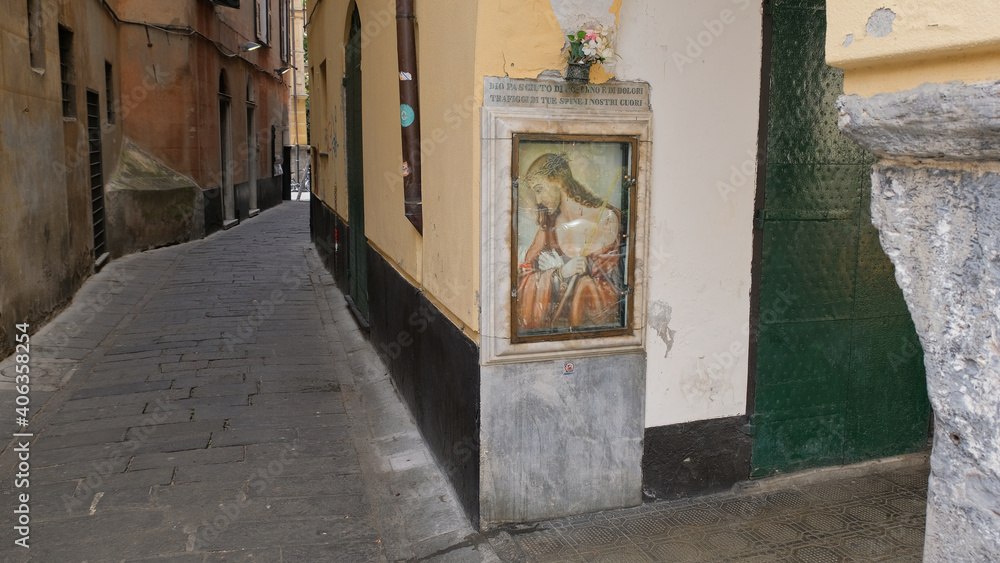 Il centro storico di Chiavari in provincia di Genova, Liguria, Italia.