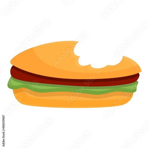 Bitten hamburger icon. Cartoon of bitten hamburger vector icon for web design isolated on white background