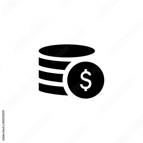 Coin icon or symbol with a simple black style