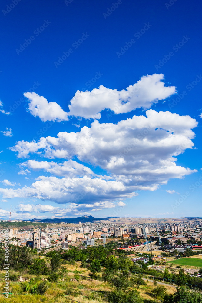panoramic view of Yerevan and Mount Ararat from Victory Park 