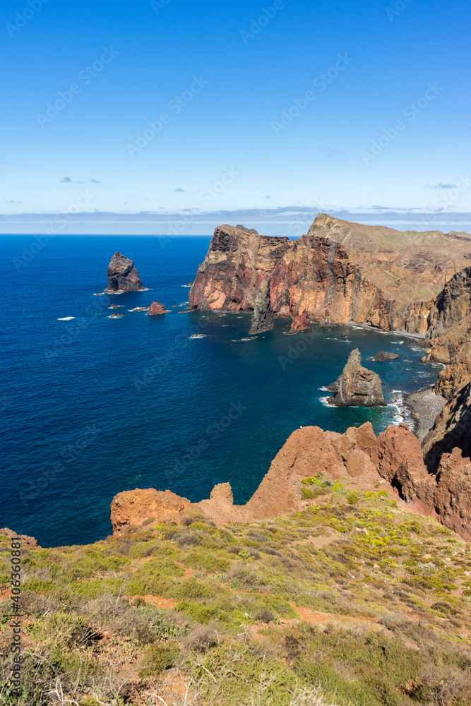 Cliffs and sea Viewpoint at Ponta de Sao Lourenco, Madeira island
