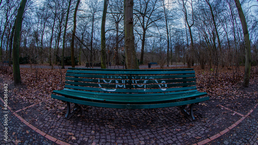 Empty bench in Berlin's Tiergarten