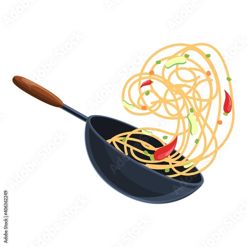 Iron wok pan icon. Cartoon of iron wok pan vector icon for web design isolated on white background