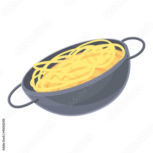Wok stir fry icon. Cartoon of wok stir fry vector icon for web design isolated on white background