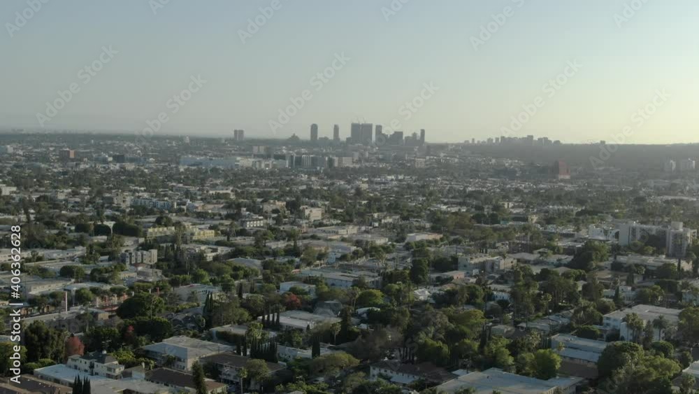 Beverly Hills and Century City from Hollywood Aerial Shot L California USA