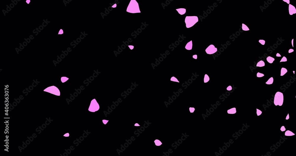 Looped video overlay template with simple pink shapes on transparent background. Background with flying cartoon leaves on the theme of sakura. Element for design decoration about Japan and romance. Looped video overlay template with simple pink shapes on transparent background. Background with flying cartoon leaves on the theme of sakura. Element for design decoration about Japan and romance.