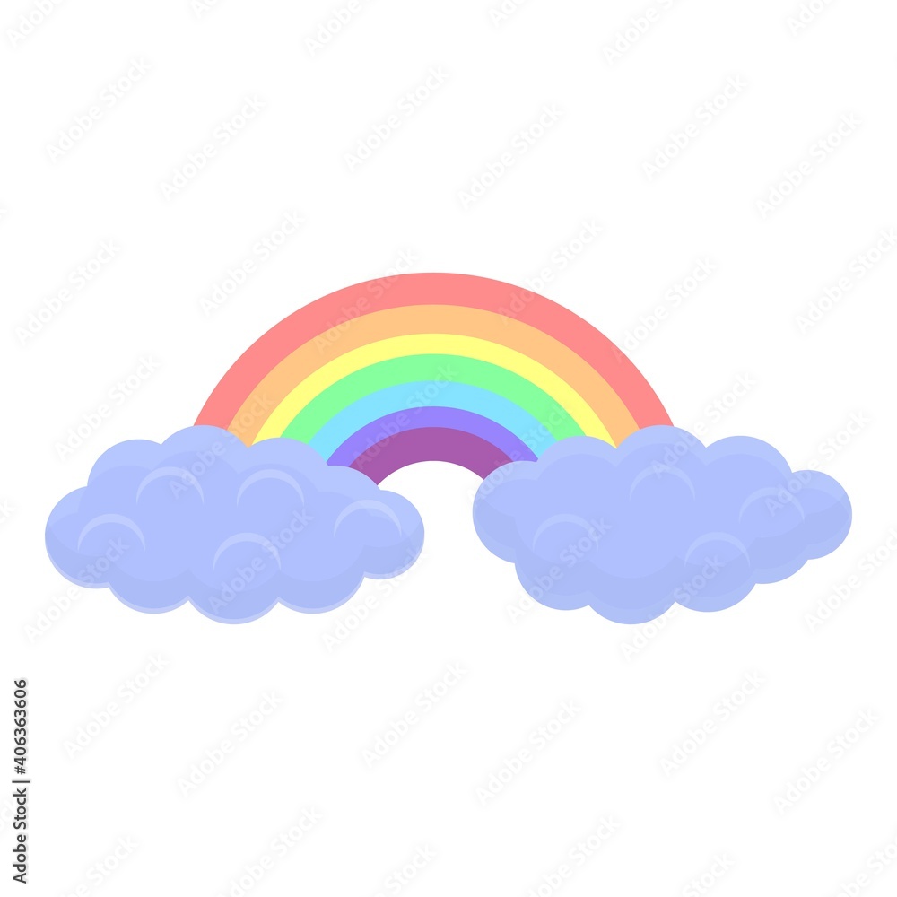 Rainbow cloud icon. Cartoon of rainbow cloud vector icon for web design isolated on white background Rainbow cloud icon. Cartoon of rainbow cloud vector icon for web design isolated on white background