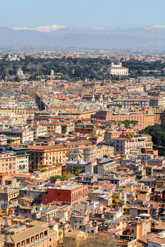 View of Rome from the dome of St. Peter's Cathedral. Vatican. Rome. Italy.