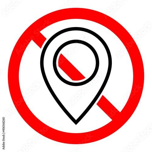 No GPS icon. Map pointer ban icon. Award is prohibited. Vector illustration.