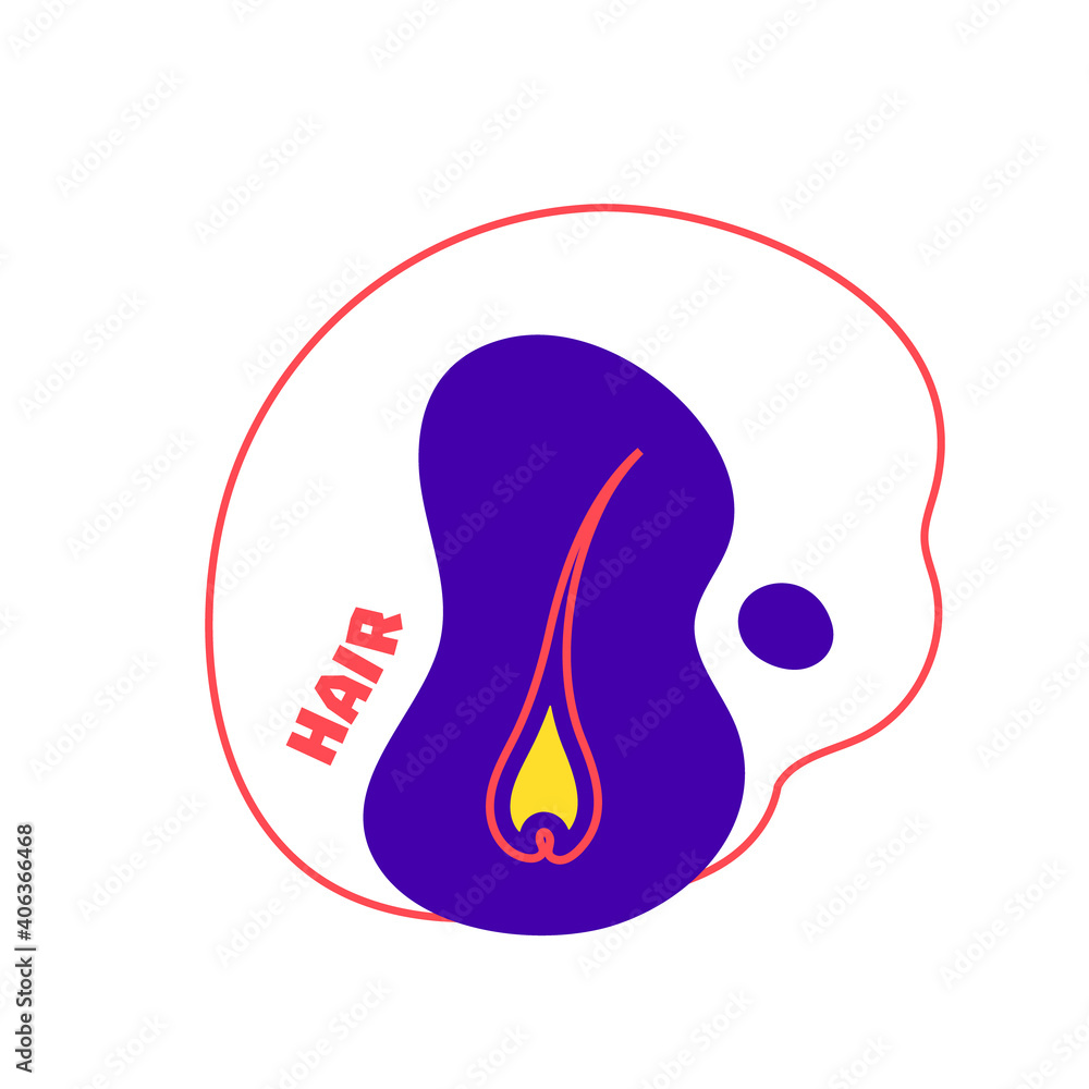 Hair integumentary system body organ outline icon on abstract geometric splash. Human anatomy medical cartoon symbol. Vector illustration. Hair integumentary system body organ outline icon on abstract geometric splash. Human anatomy medical cartoon symbol. Vector illustration.