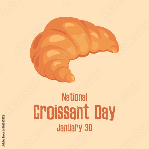 National Croissant Day vector. Butter croissant icon vector. Croissant icon isolated on a brown background. Sweet pastry vector. Croissant Day Poster, January 30. Important day