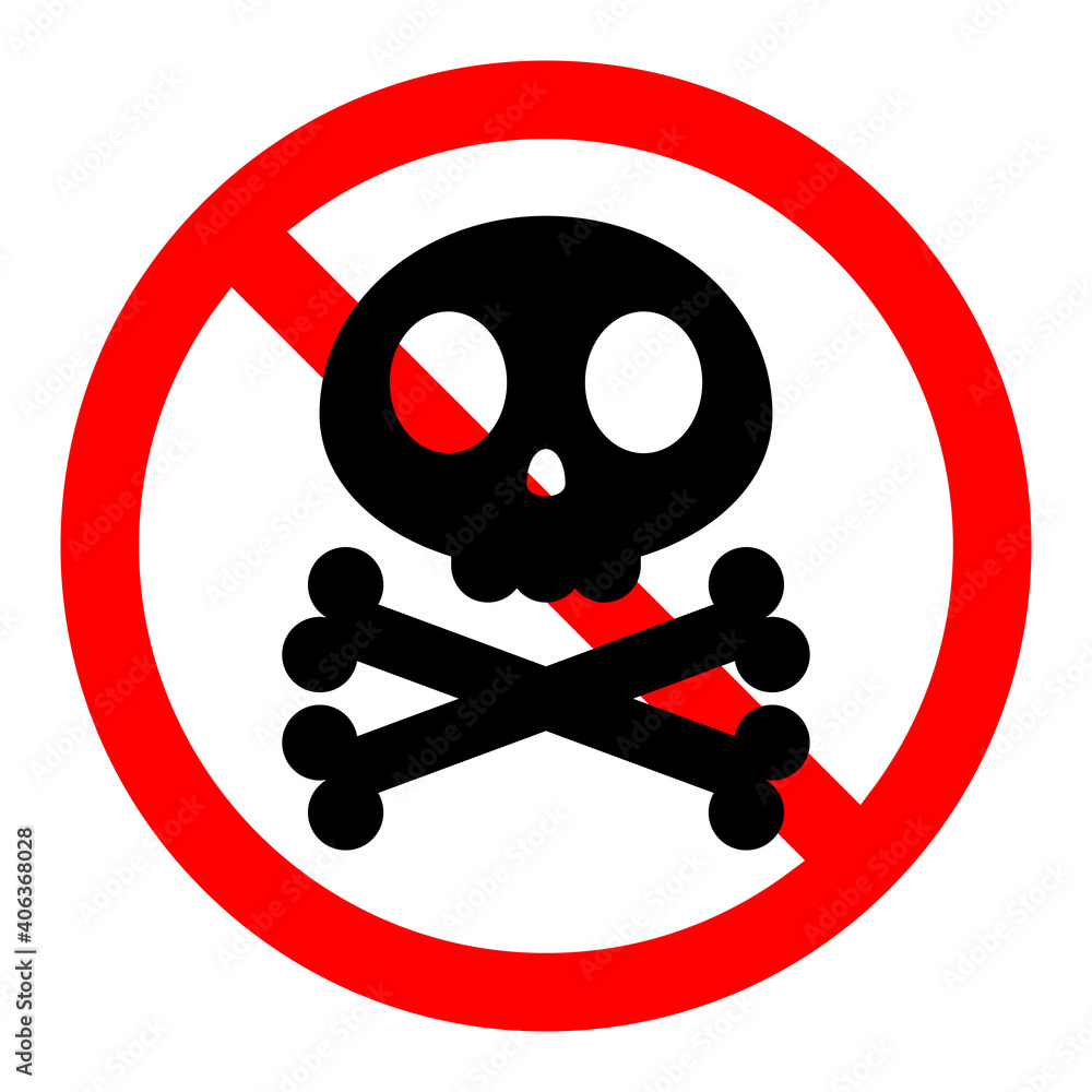Stop sign with skull and crossbones icon. Skull and crossbones is ...