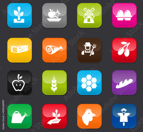 Agriculture and farming icons set