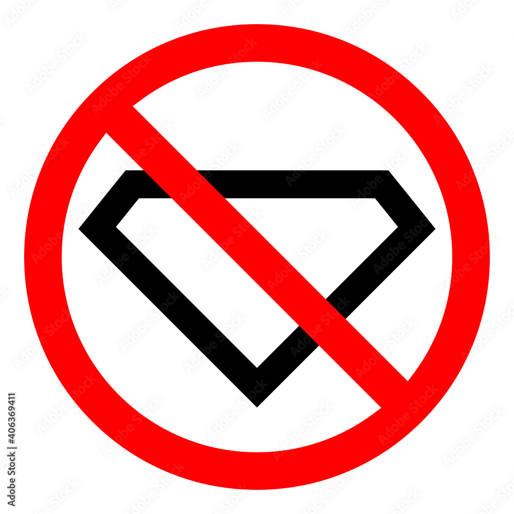 Diamond is prohibited. Stop diamond icon. Vector illustration. Diamond is prohibited. Stop diamond icon. Vector illustration.
