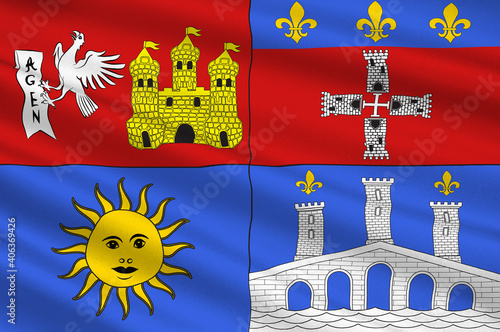 Flag of Lot-et-Garonne in Nouvelle-Aquitaine is the largest administrative region in France photo
