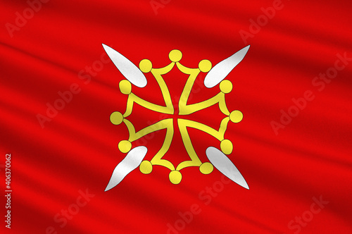 Flag of Haute-Garonne in Occitanie is a Region of France photo